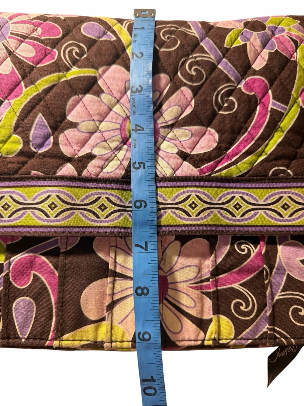 Vera Bradley Brown Quilted Shoulder Bag with Pink, Green & Purple Florals - Picture 10 of 10